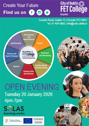 Crumlin College Open Evening Jan 20th at 4-7pm
